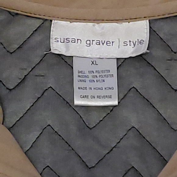 Susan Graver Black and Tan Quilted Jacket Size XL - Picture 7 of 8